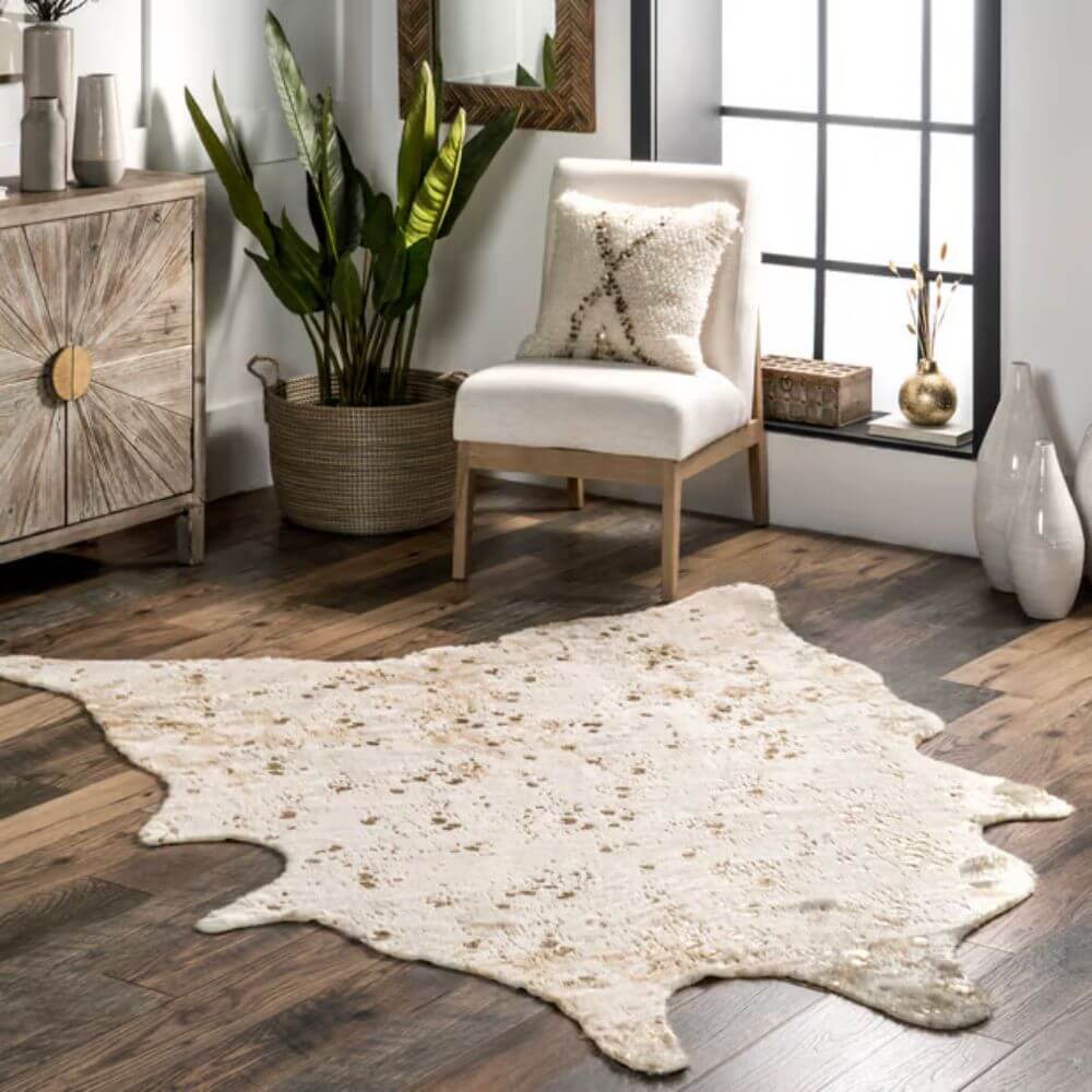 brown speckled cowhide rug