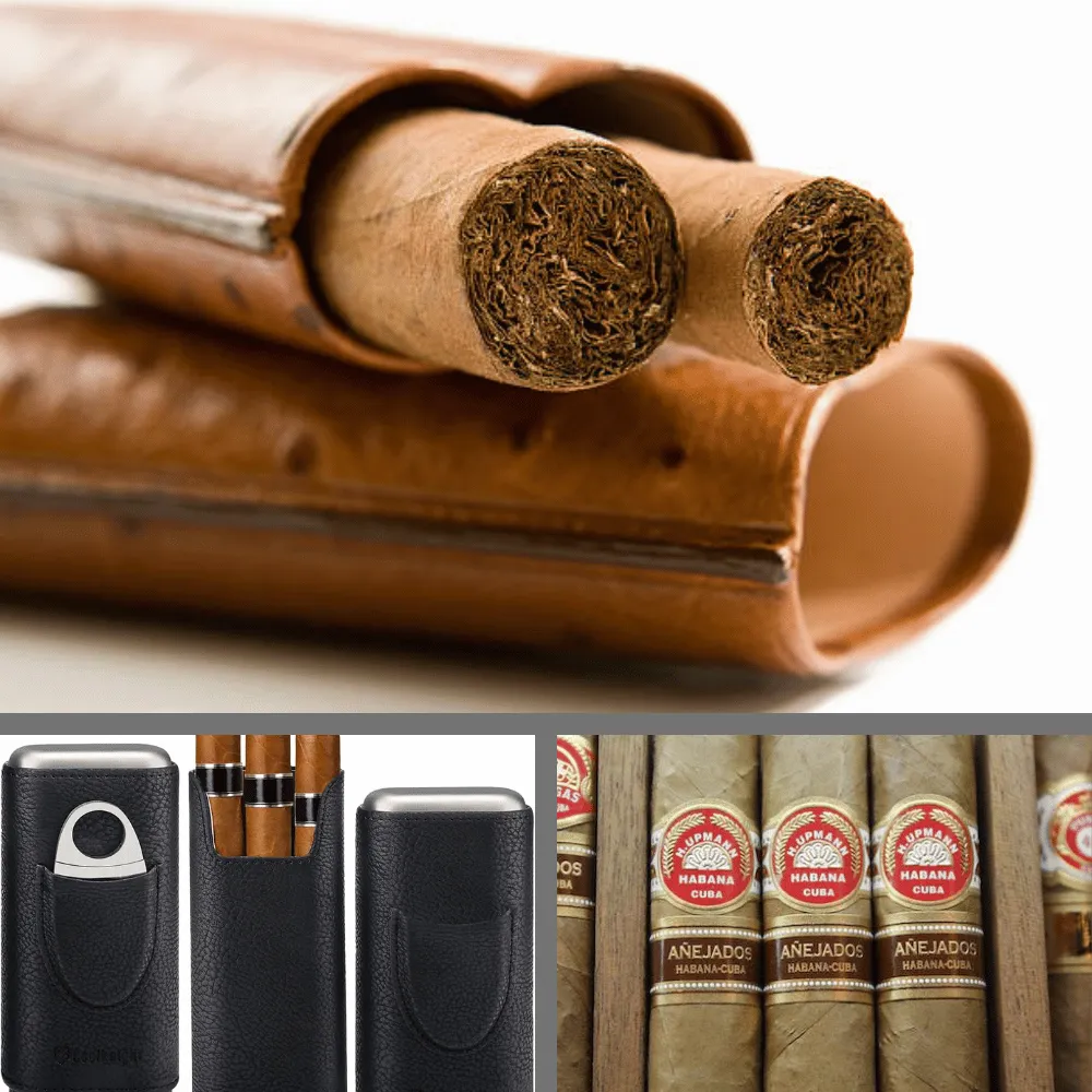 Flauno Cigar Travel Humidor Case, Leather Cigar Case with Cedar